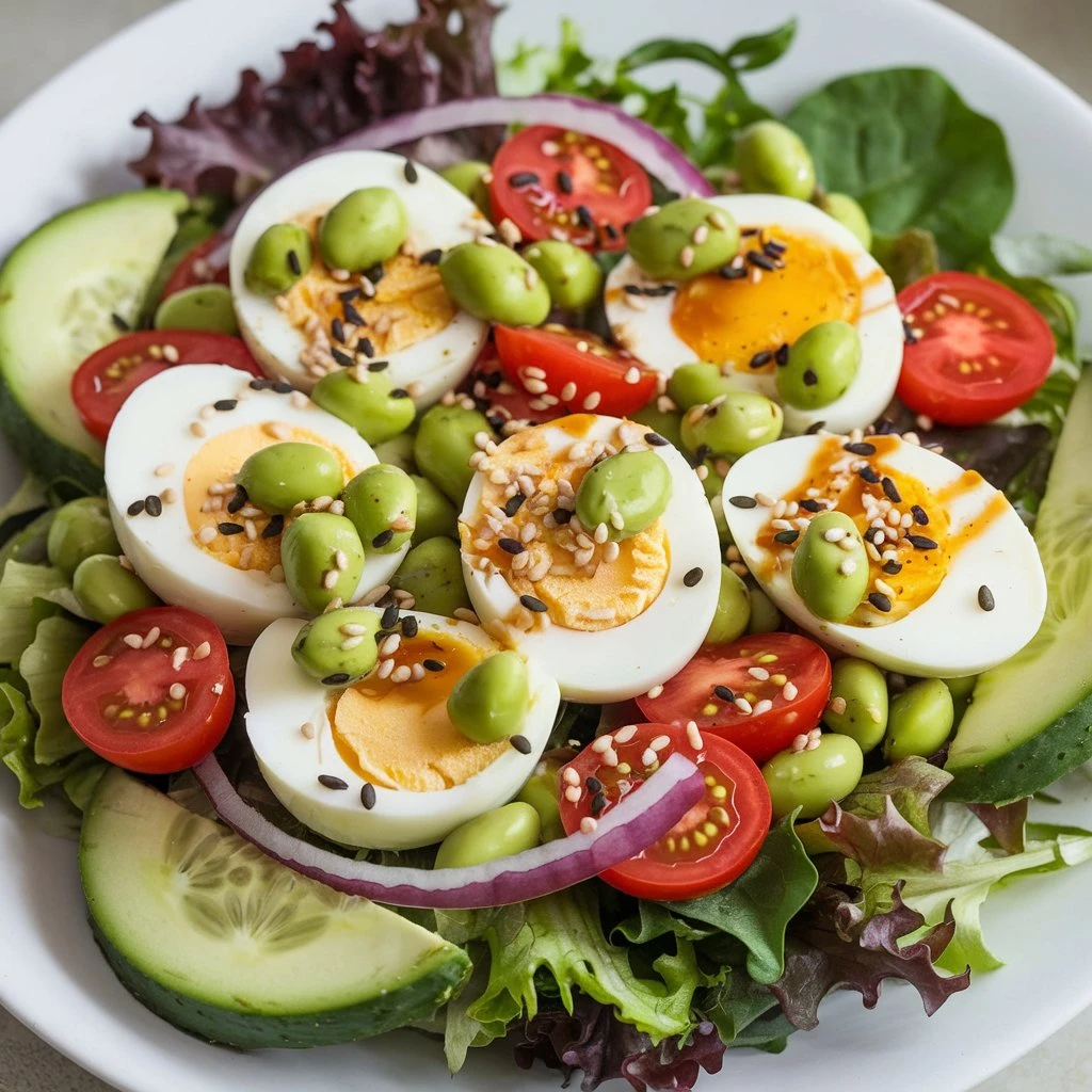 edamame egg recipes salad with Fresh Vegetables