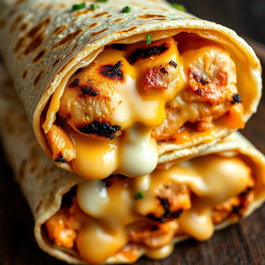 Cheesy Garlic Chicken Wraps Ready to Serve