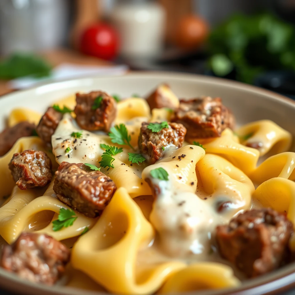 cheesesteak tortellini in rich provolone sauce
