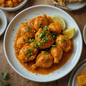 Churu Chicken Amarillo with Aji Amarillo Sauce and Sides of Rice