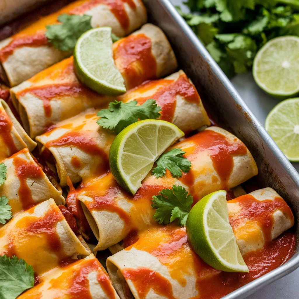 Homemade Boulders Enchilada recipe with layers of savory meat and melted cheese