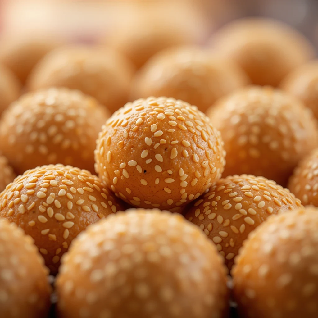 Delicious red bean rice balls floating in a bowl of sweet ginger syrup, ready to be enjoyed