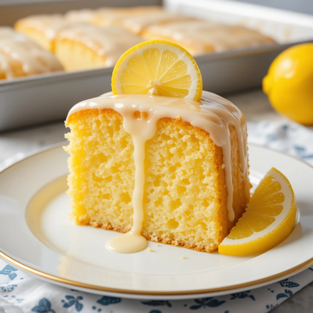 Delicious lemon cake to die for with a golden, moist texture and vibrant lemon zest.

