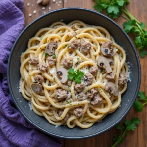 ground beef alfredo sauce pasta